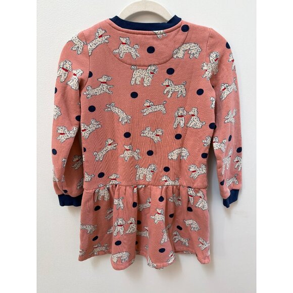 Mini Boden Girls 9/10 Long Sleeve Pink Dog Poodle Print Dress - Picture 4 of 4